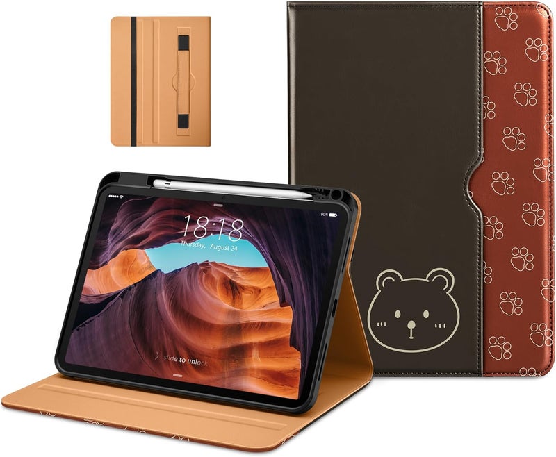 DTTO for iPad (A16) 11th Generation Case 11 Inch 2025, iPad 10th Generation Case 10.9 Inch 2022, Premium Leather Business Folio Stand Cover with Pencil Holder - Auto Wake/Sleep, Bear - Image 1